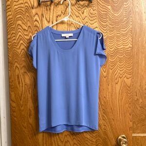 Blue LOFT Mixed Media Top